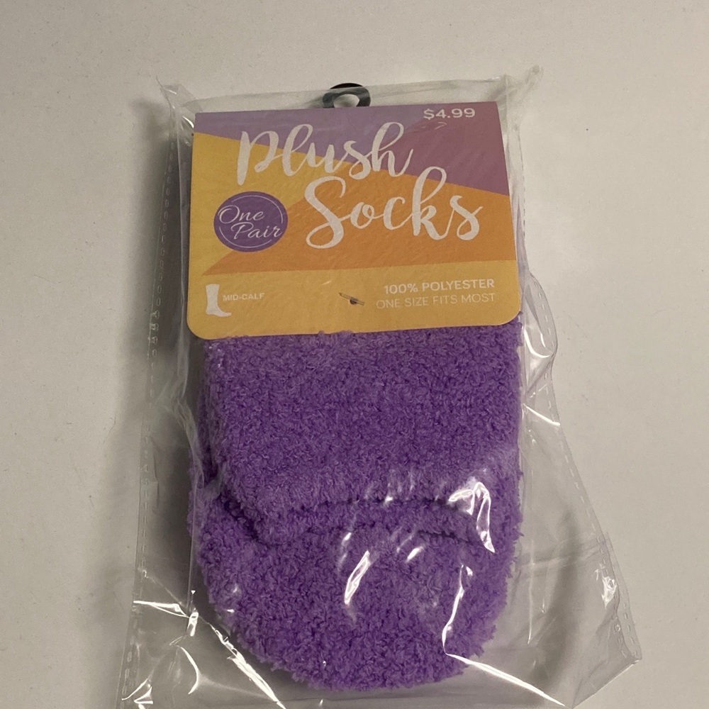 Women’s Plush Socks 100% Polyester Solid Purple
